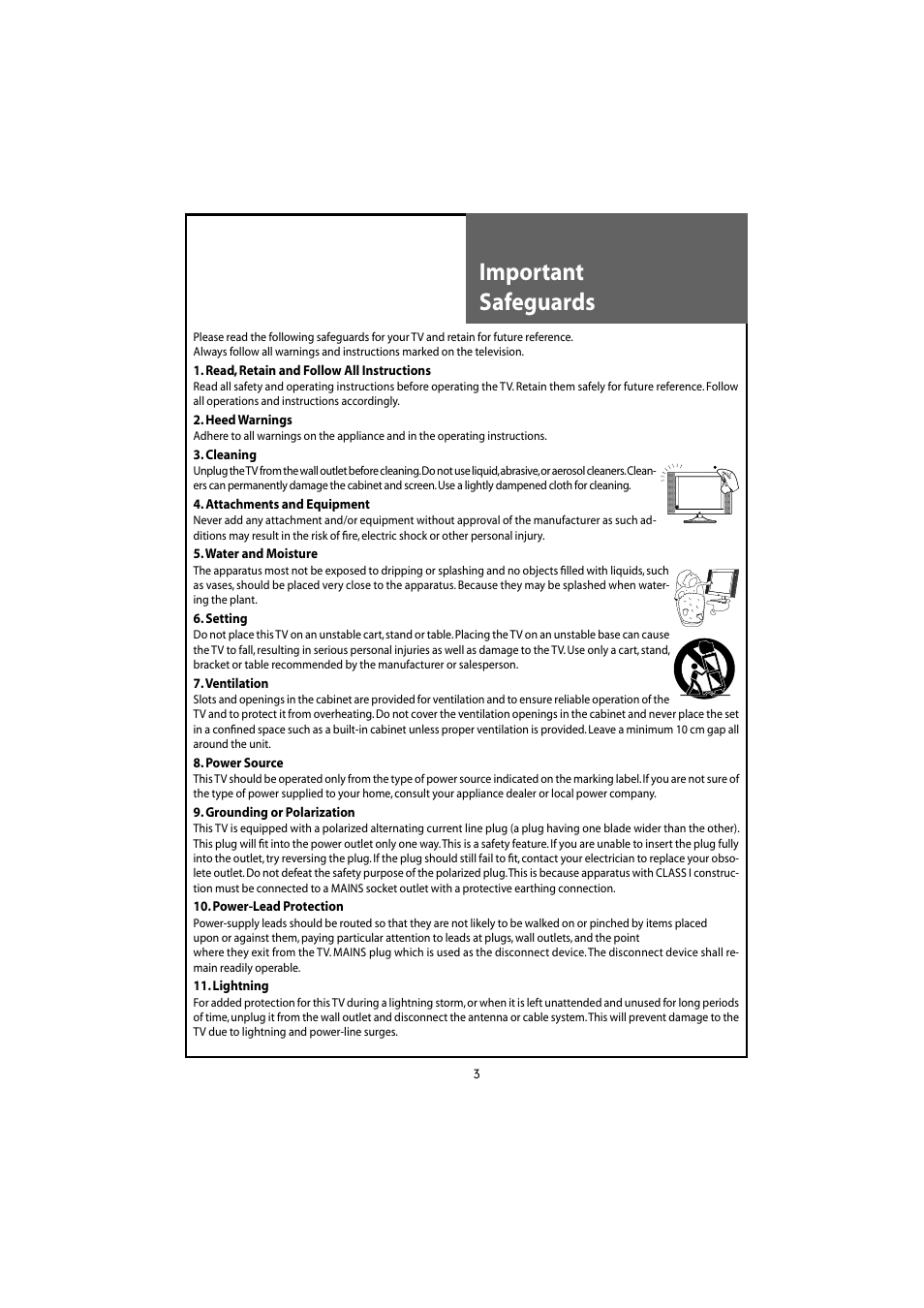 Important safeguards | Daewoo DLT-20J3T User Manual | Page 3 / 48