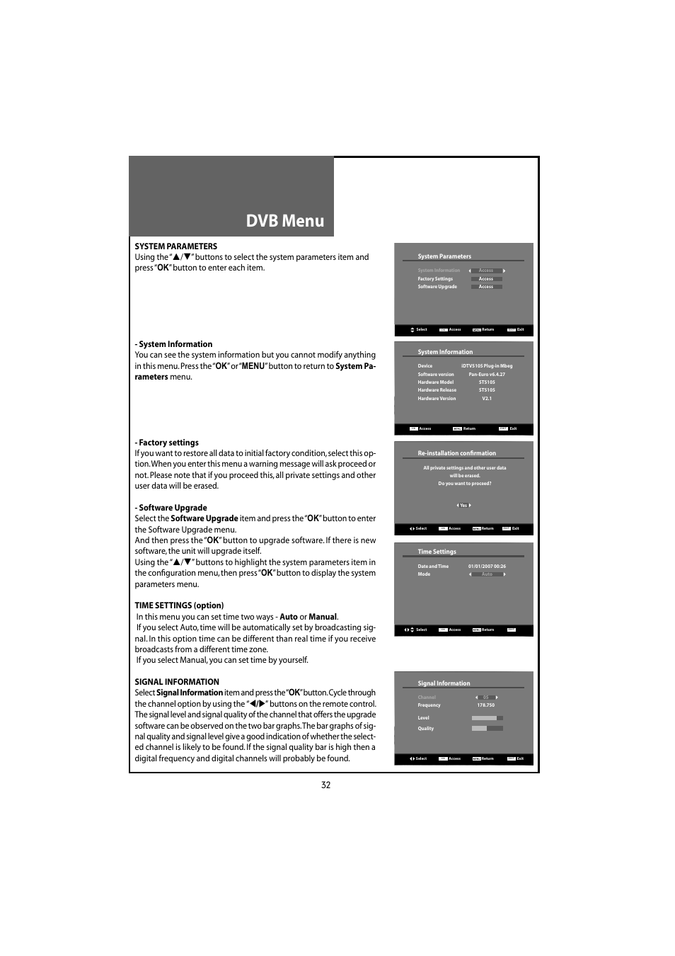 Dvb menu | Daewoo DLT-20J3T User Manual | Page 32 / 48