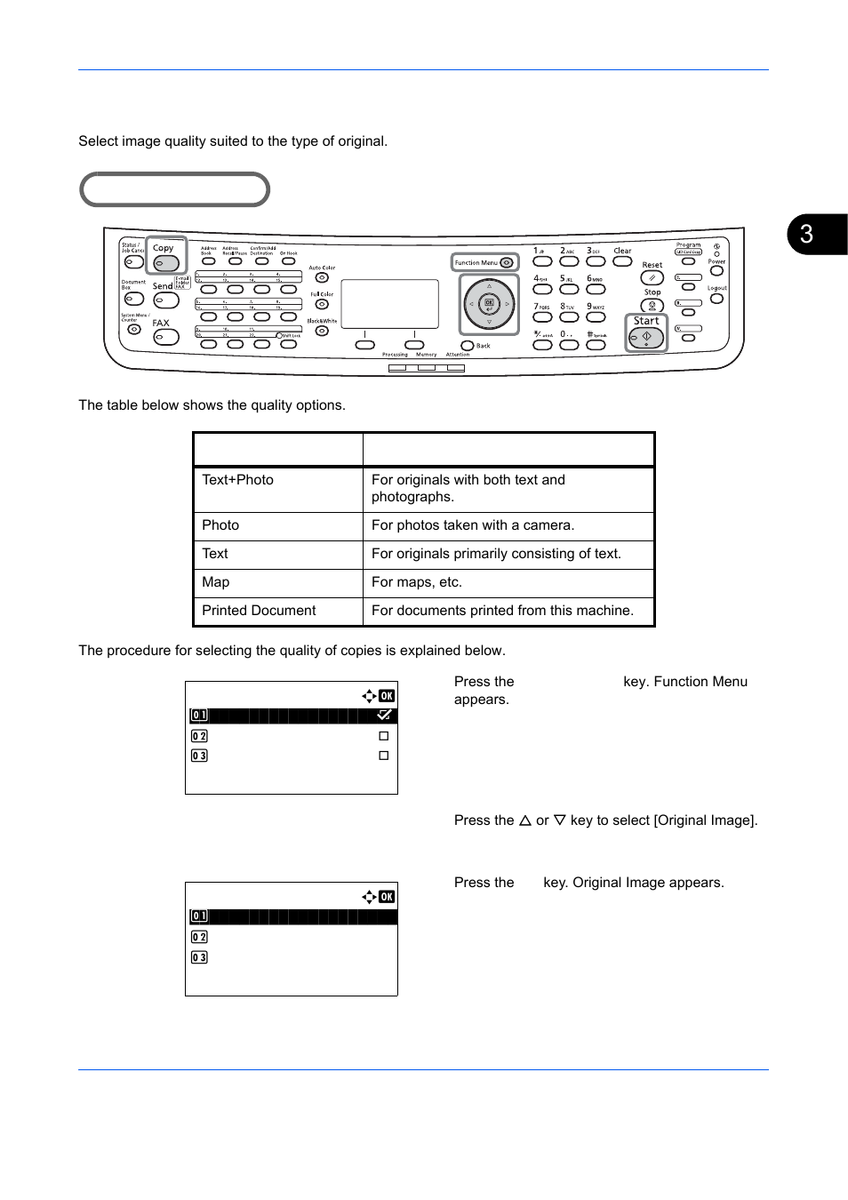 Selecting image quality, Ge 3-11 | TA Triumph-Adler DCC 6526L User Manual | Page 112 / 526