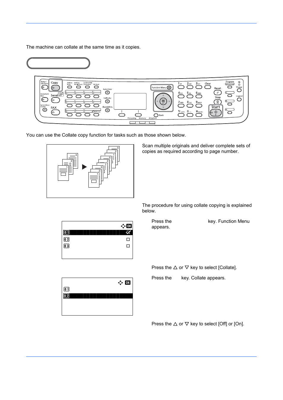 Collate copying, Ge 3-20, Part that is operated | TA Triumph-Adler DCC 6526L User Manual | Page 121 / 526