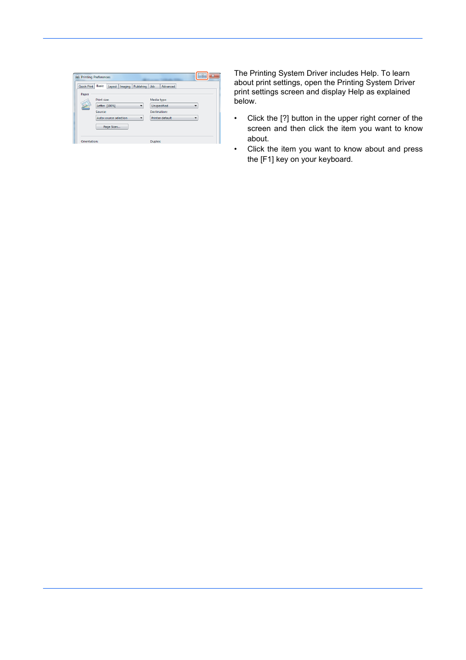 Printing system driver help | TA Triumph-Adler DCC 6526L User Manual | Page 125 / 526