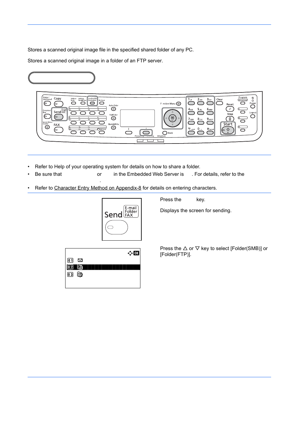 Send to folder (smb)/send to folder (ftp) | TA Triumph-Adler DCC 6526L User Manual | Page 129 / 526