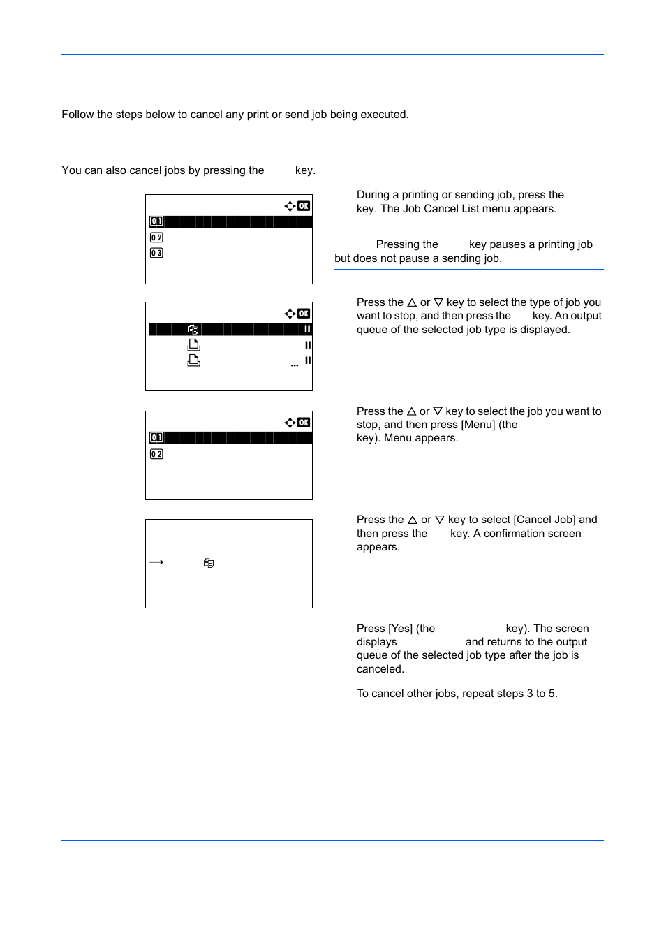 Canceling jobs, Canceling jobs -50 | TA Triumph-Adler DCC 6526L User Manual | Page 151 / 526