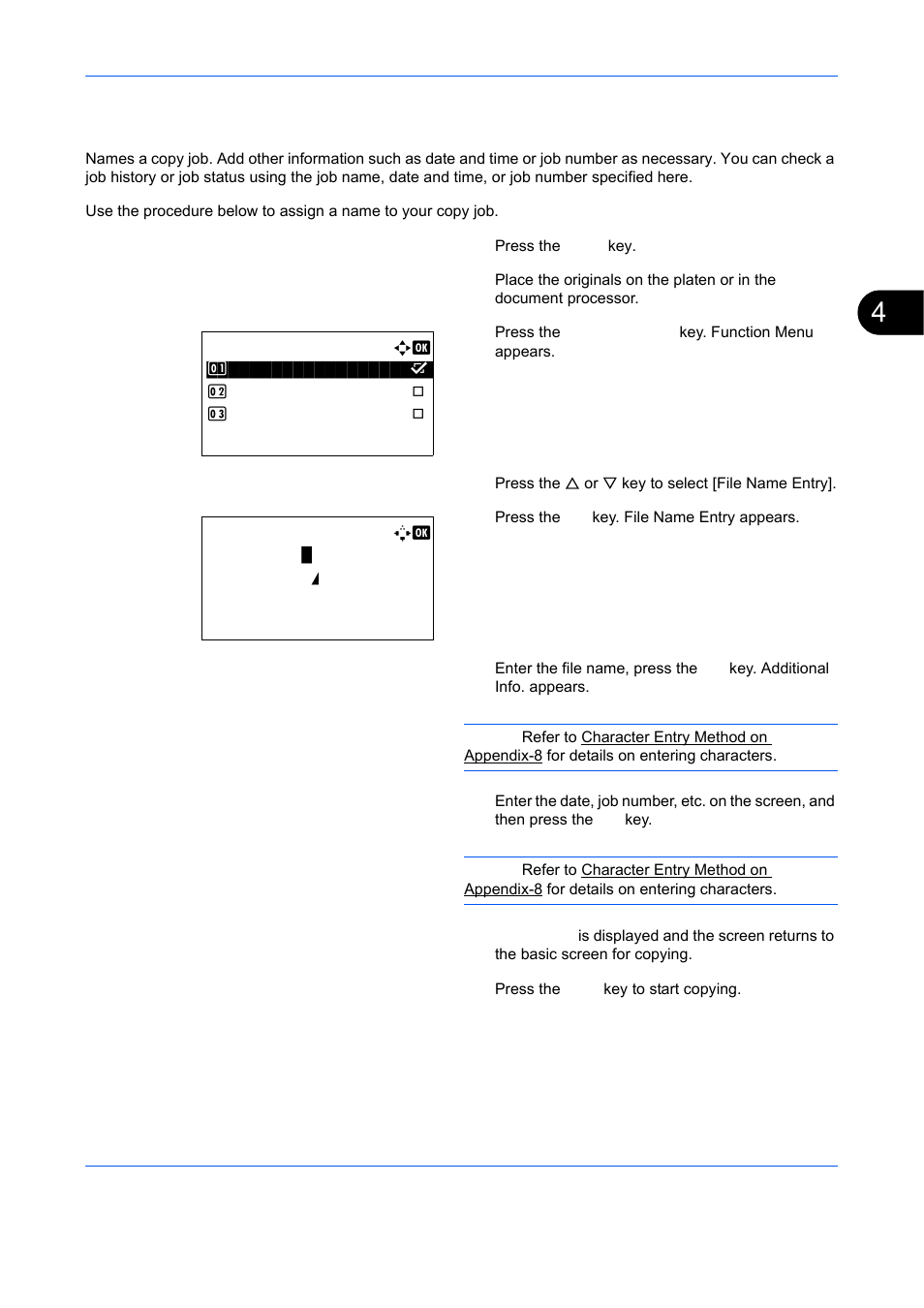 File name entry, File name entry -17, Ge 4-17 | TA Triumph-Adler DCC 6526L User Manual | Page 170 / 526