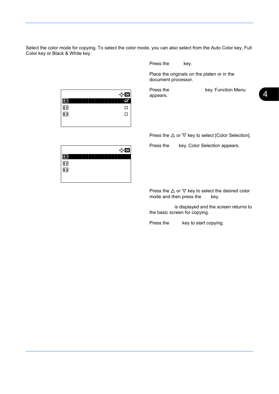 Color selection, Color selection -19, Ge 4-19 | TA Triumph-Adler DCC 6526L User Manual | Page 172 / 526
