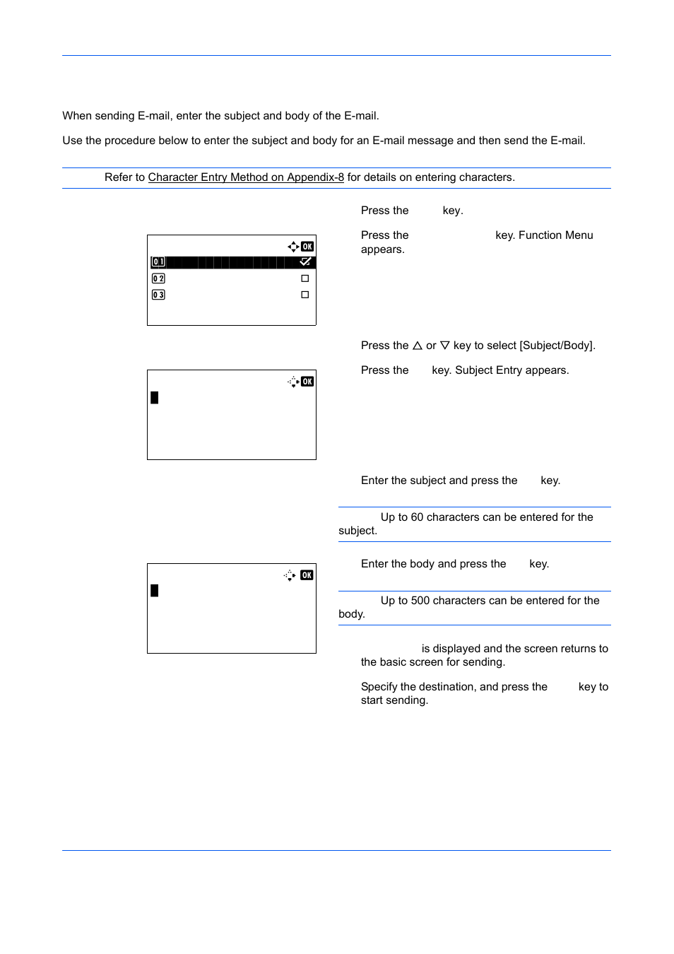 Subject and body entry, Subject and body entry -22 | TA Triumph-Adler DCC 6526L User Manual | Page 201 / 526