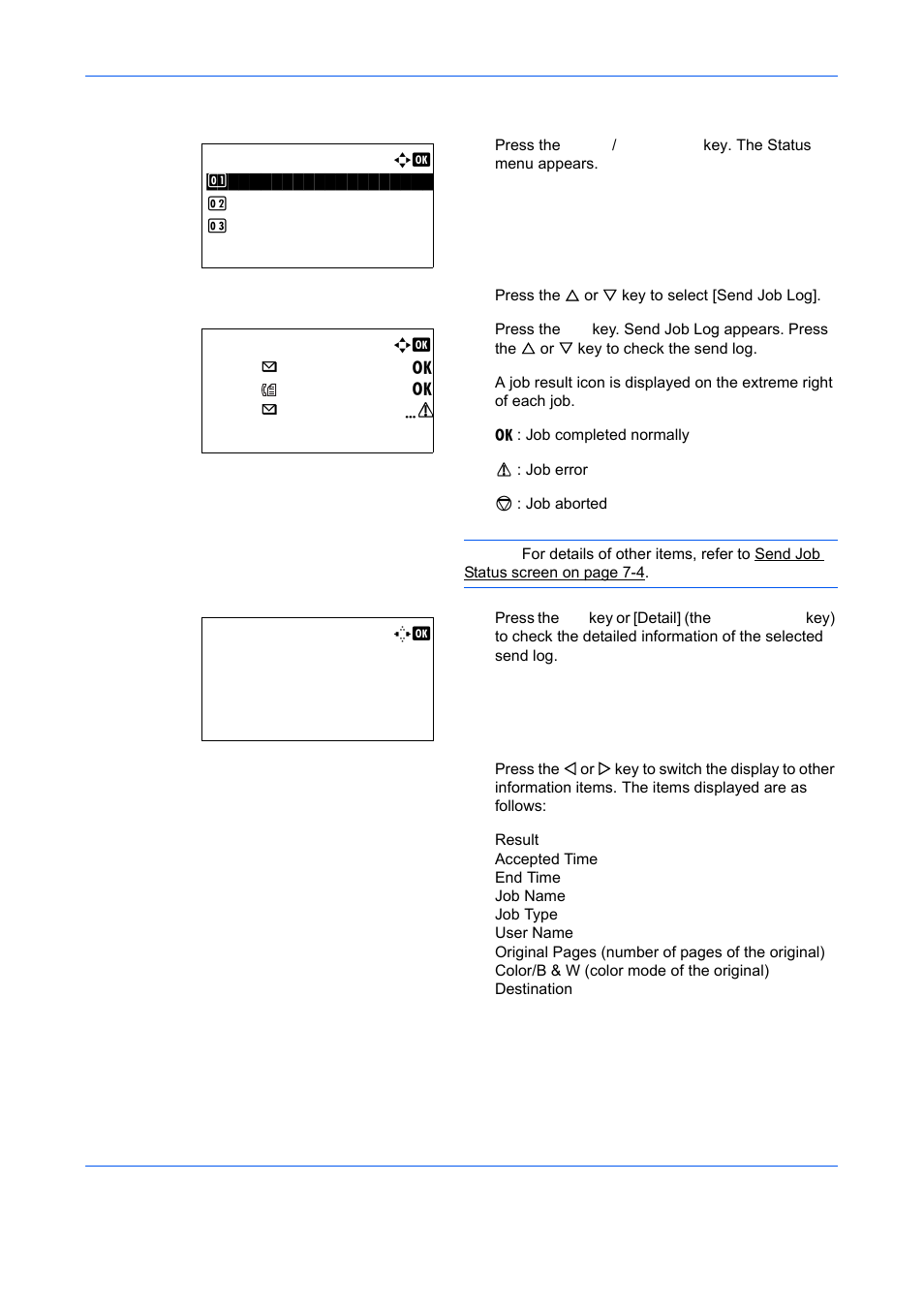 Displaying send job log | TA Triumph-Adler DCC 6526L User Manual | Page 233 / 526