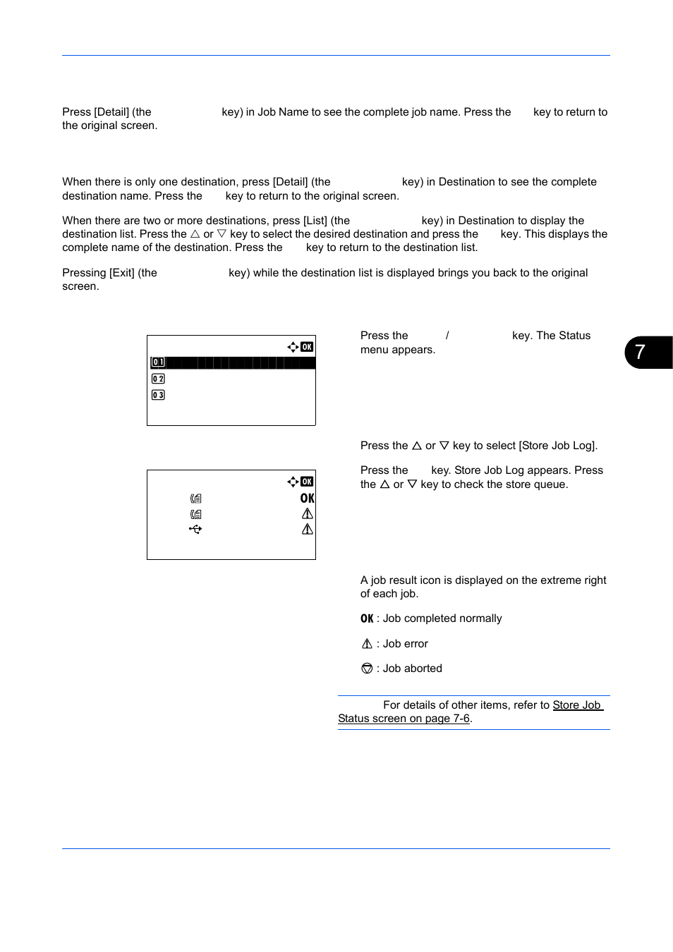 Displaying store job log | TA Triumph-Adler DCC 6526L User Manual | Page 234 / 526