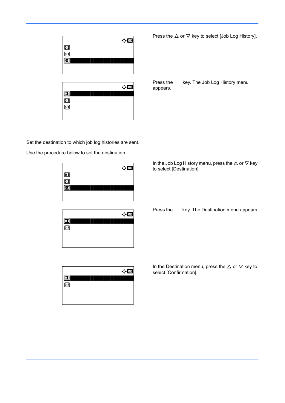 Setting the destination, Confirming current destination | TA Triumph-Adler DCC 6526L User Manual | Page 237 / 526