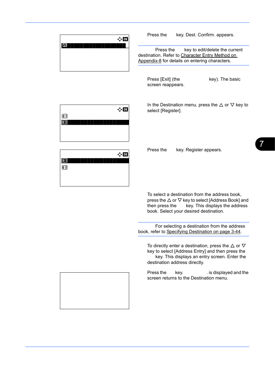 Registering destination | TA Triumph-Adler DCC 6526L User Manual | Page 238 / 526