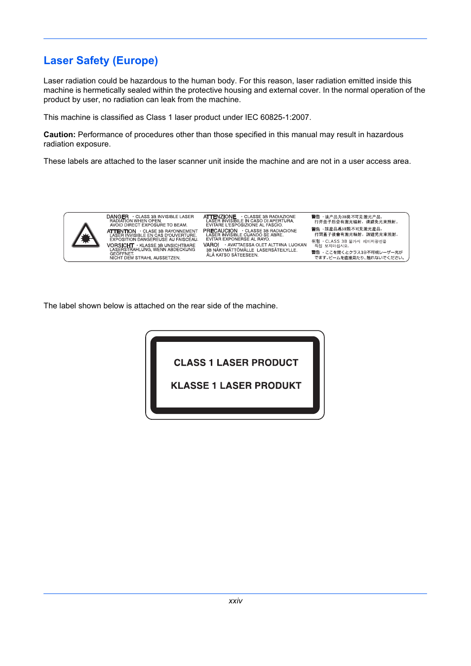 Laser safety (europe) | TA Triumph-Adler DCC 6526L User Manual | Page 27 / 526