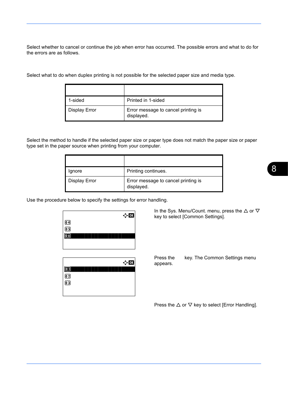 Error handling, Error handling …8-27 | TA Triumph-Adler DCC 6526L User Manual | Page 272 / 526