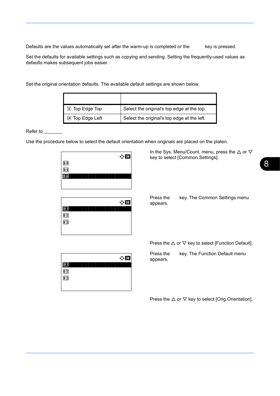 Function defaults, Function defaults …8-29 | TA Triumph-Adler DCC 6526L User Manual | Page 274 / 526