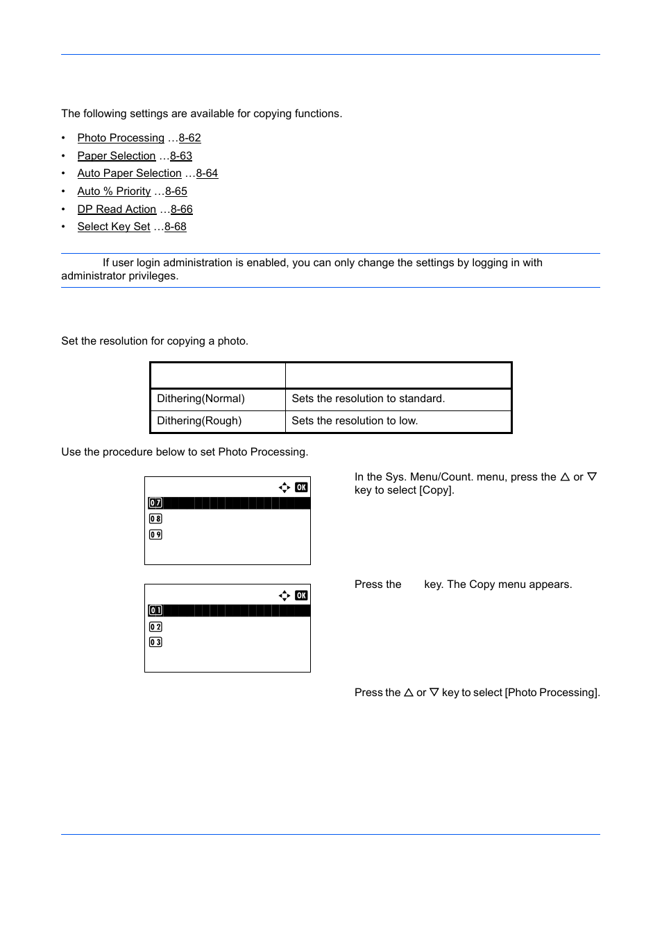 Copy settings, Photo processing, Copy settings -62 | TA Triumph-Adler DCC 6526L User Manual | Page 307 / 526