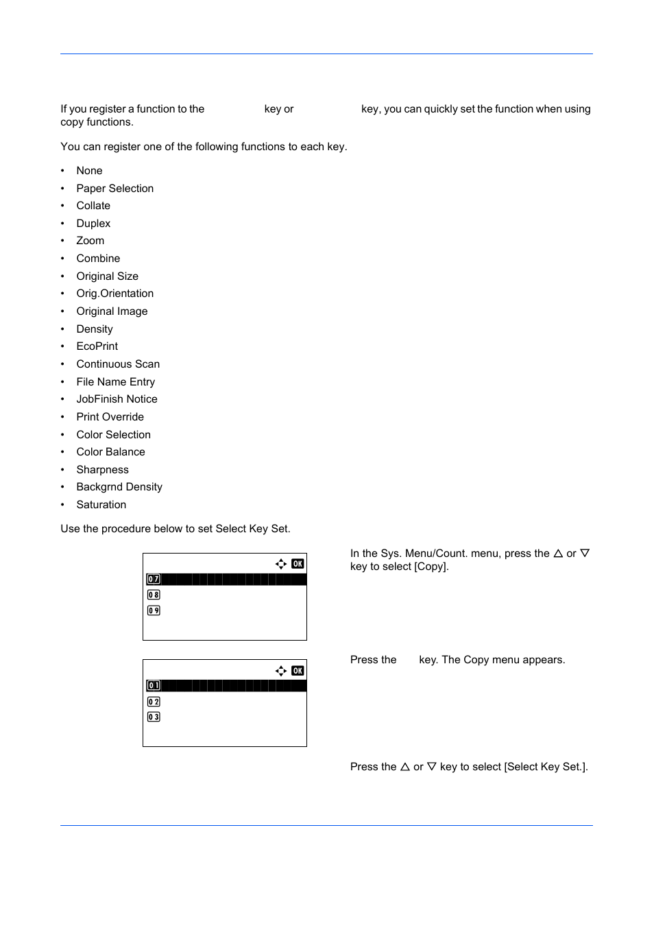 Select key set, Select key set …8-68 | TA Triumph-Adler DCC 6526L User Manual | Page 313 / 526