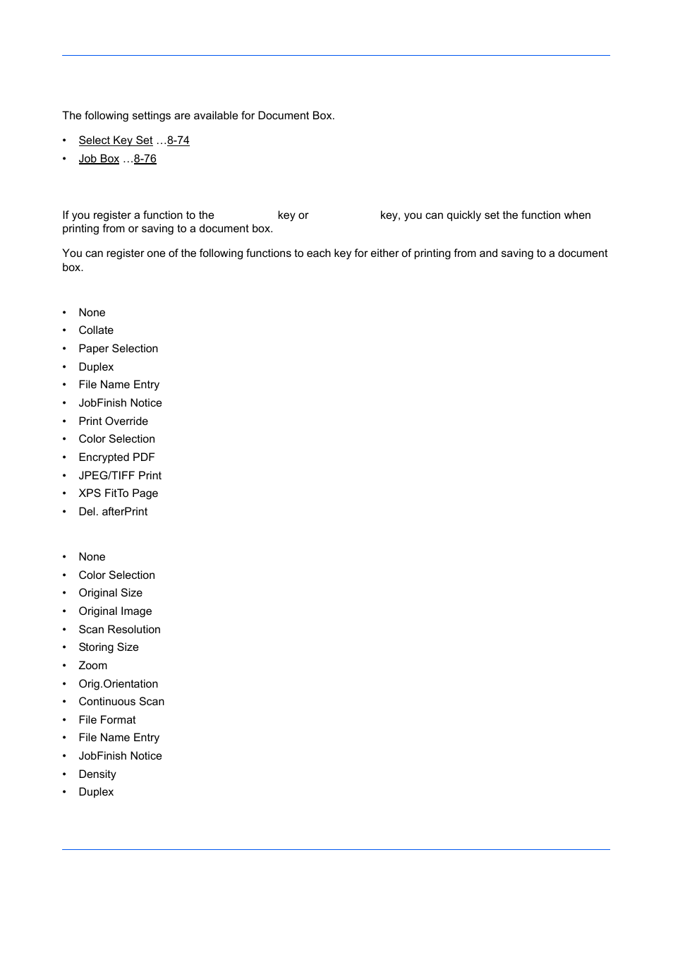 Document box settings, Select key set, Document box settings -74 | TA Triumph-Adler DCC 6526L User Manual | Page 319 / 526