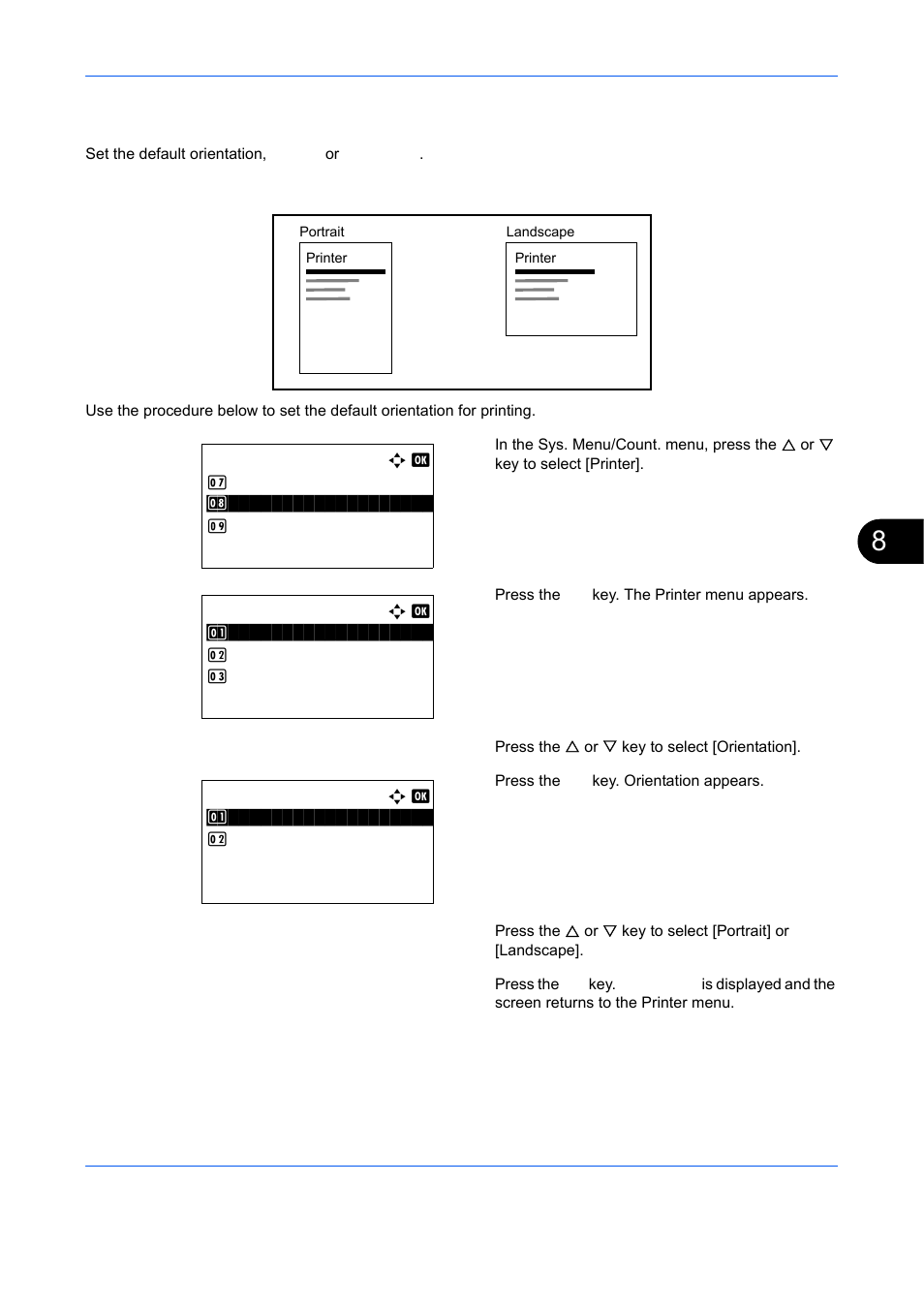 Orientation, Orientation …8-87 | TA Triumph-Adler DCC 6526L User Manual | Page 332 / 526