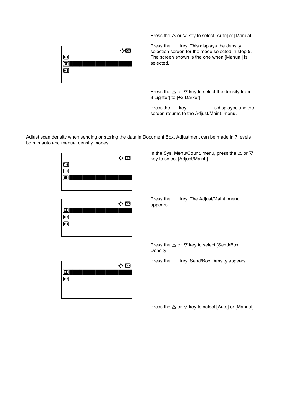 Send/box density, Send/box density …8-102 | TA Triumph-Adler DCC 6526L User Manual | Page 347 / 526