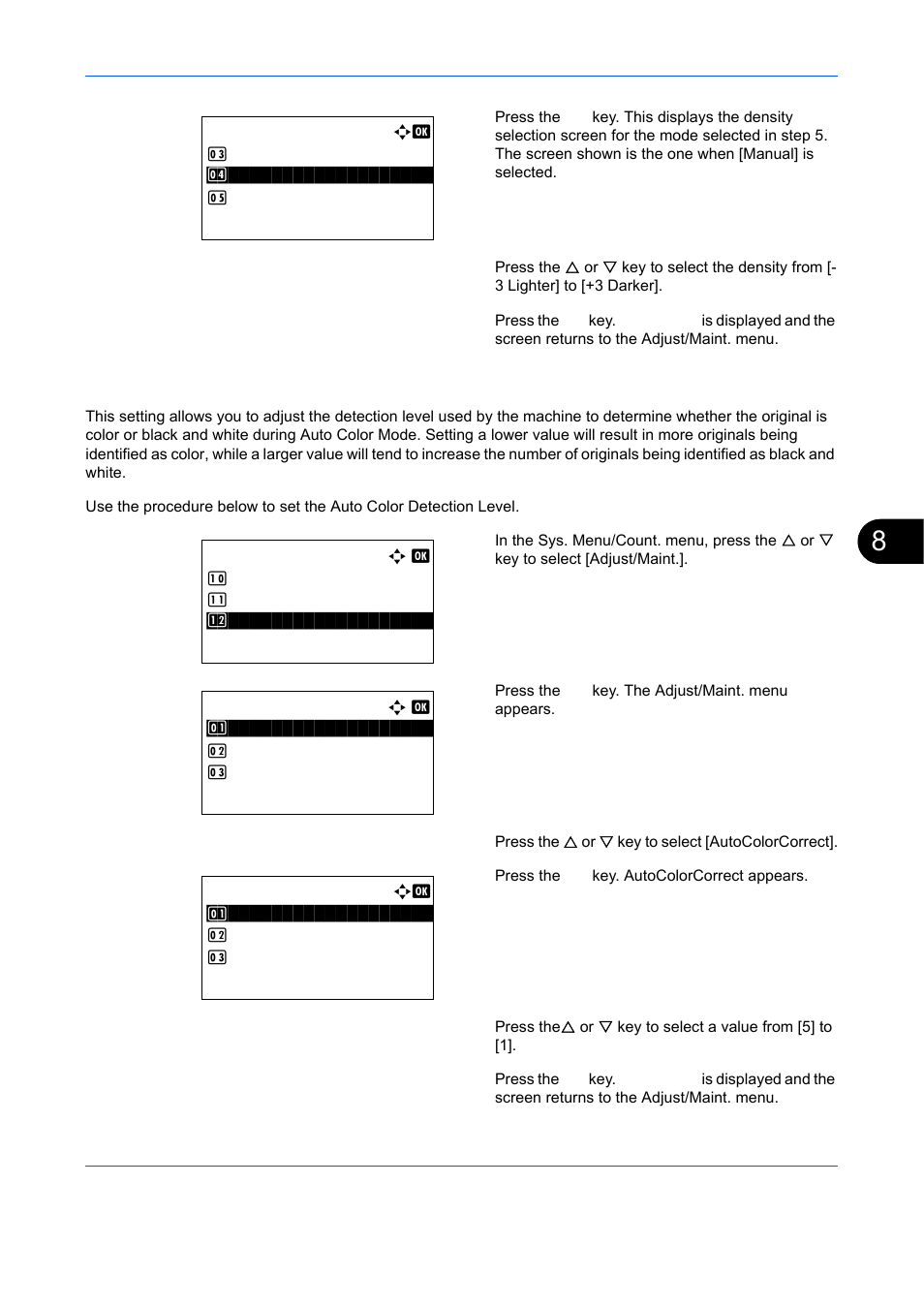 Autocolorcorrect, Autocolorcorrect …8-103 | TA Triumph-Adler DCC 6526L User Manual | Page 348 / 526