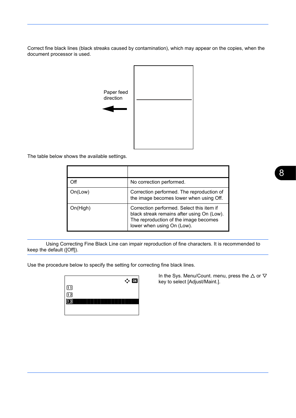 Correct. bk line, Correct. bk line …8-111 | TA Triumph-Adler DCC 6526L User Manual | Page 356 / 526