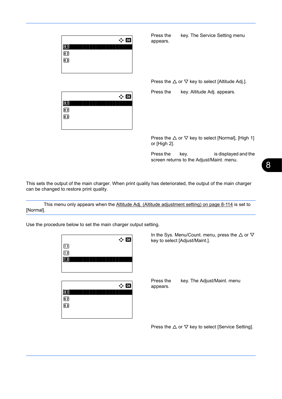 Mc (main charger output setting), Mc (main charger output setting) …8-115 | TA Triumph-Adler DCC 6526L User Manual | Page 360 / 526