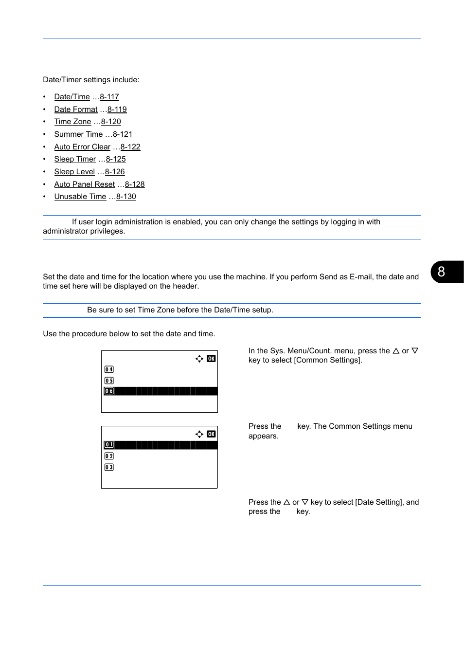 Date/timer, Date/time, Date/timer -117 | TA Triumph-Adler DCC 6526L User Manual | Page 362 / 526