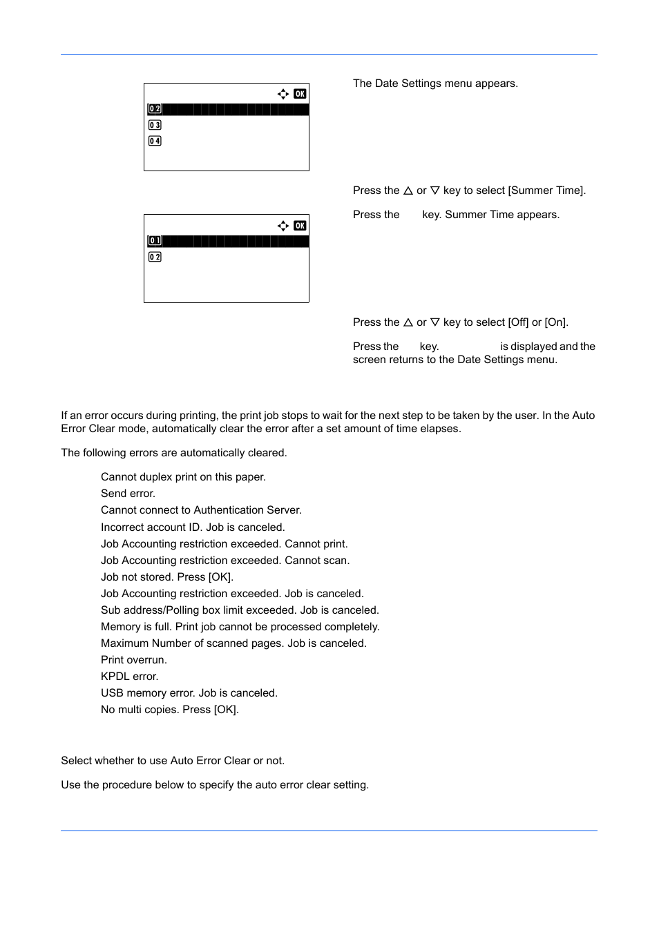 Auto error clear, Auto error clear …8-122 | TA Triumph-Adler DCC 6526L User Manual | Page 367 / 526