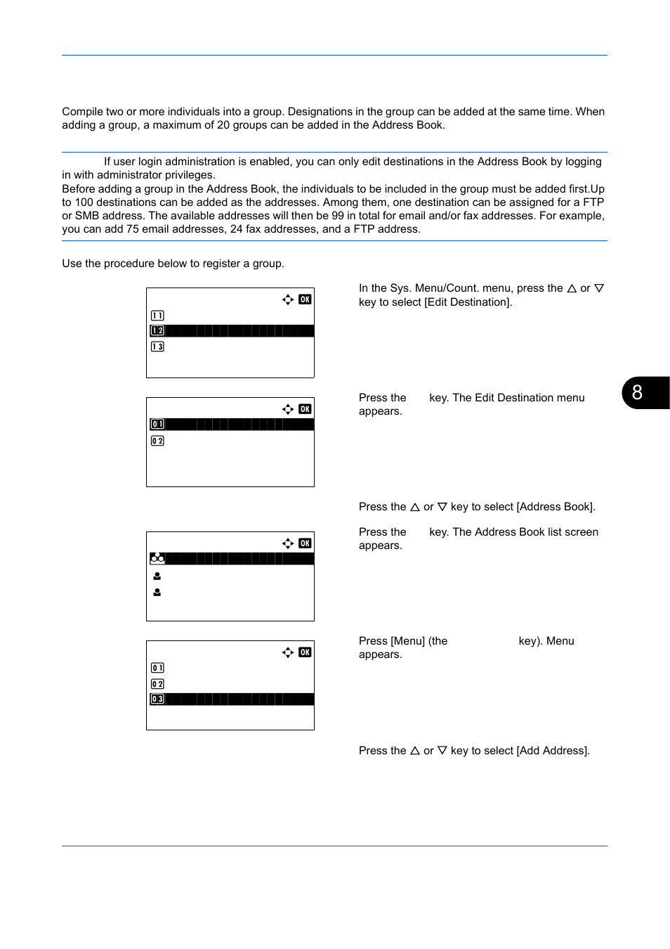 Adding a group | TA Triumph-Adler DCC 6526L User Manual | Page 384 / 526