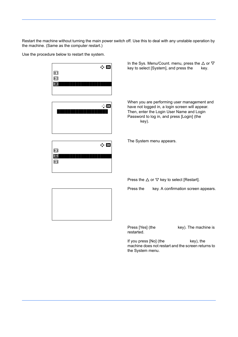 Restarting the system, Restarting the system -148 | TA Triumph-Adler DCC 6526L User Manual | Page 393 / 526