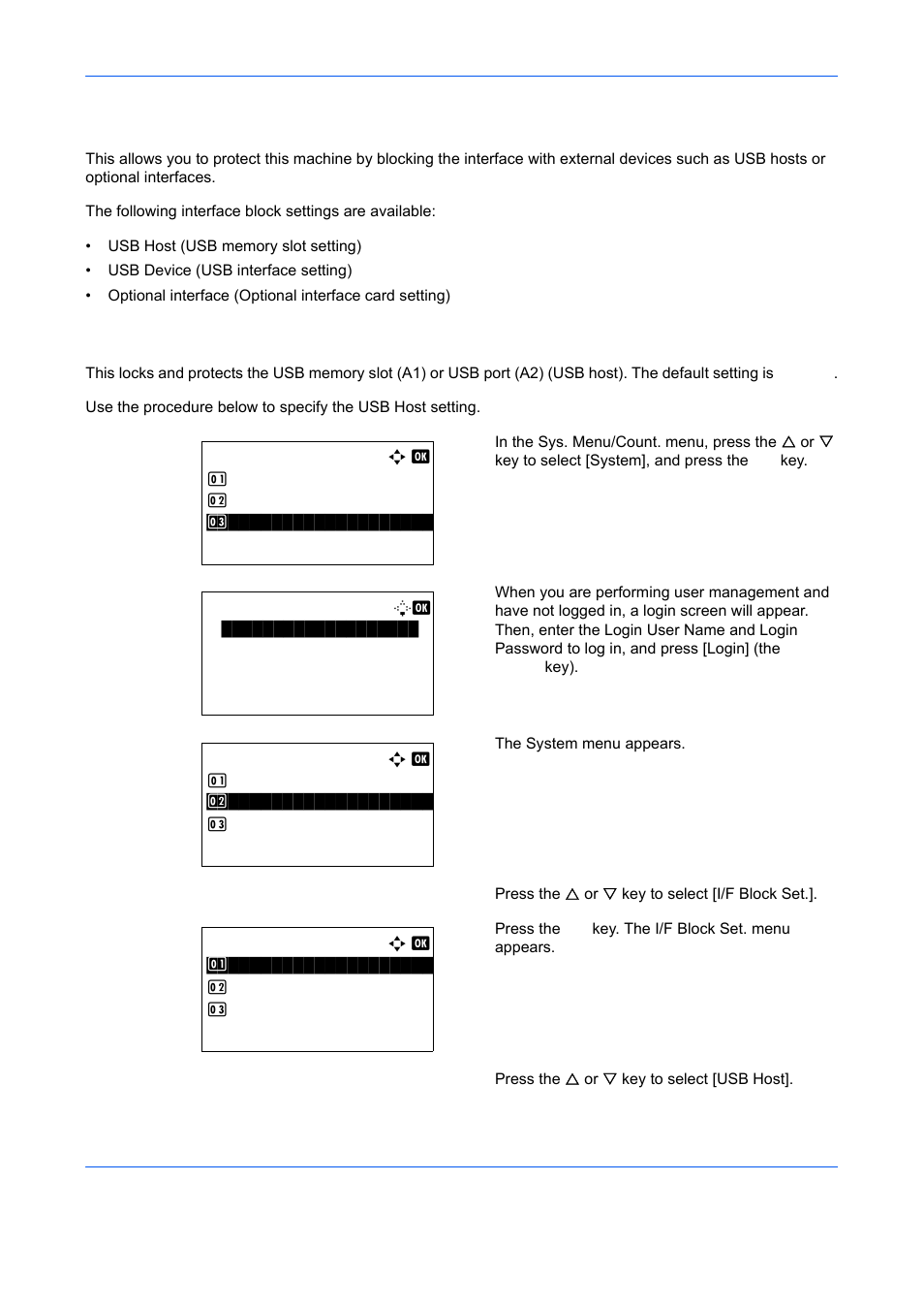 Interface block setting, Usb host (usb memory slot setting), Interface block setting -168 | TA Triumph-Adler DCC 6526L User Manual | Page 413 / 526