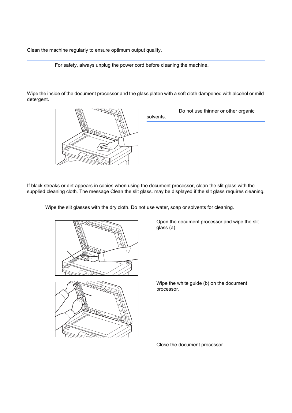 Cleaning, Glass platen, Document processor | Cleaning -2 | TA Triumph-Adler DCC 6526L User Manual | Page 421 / 526