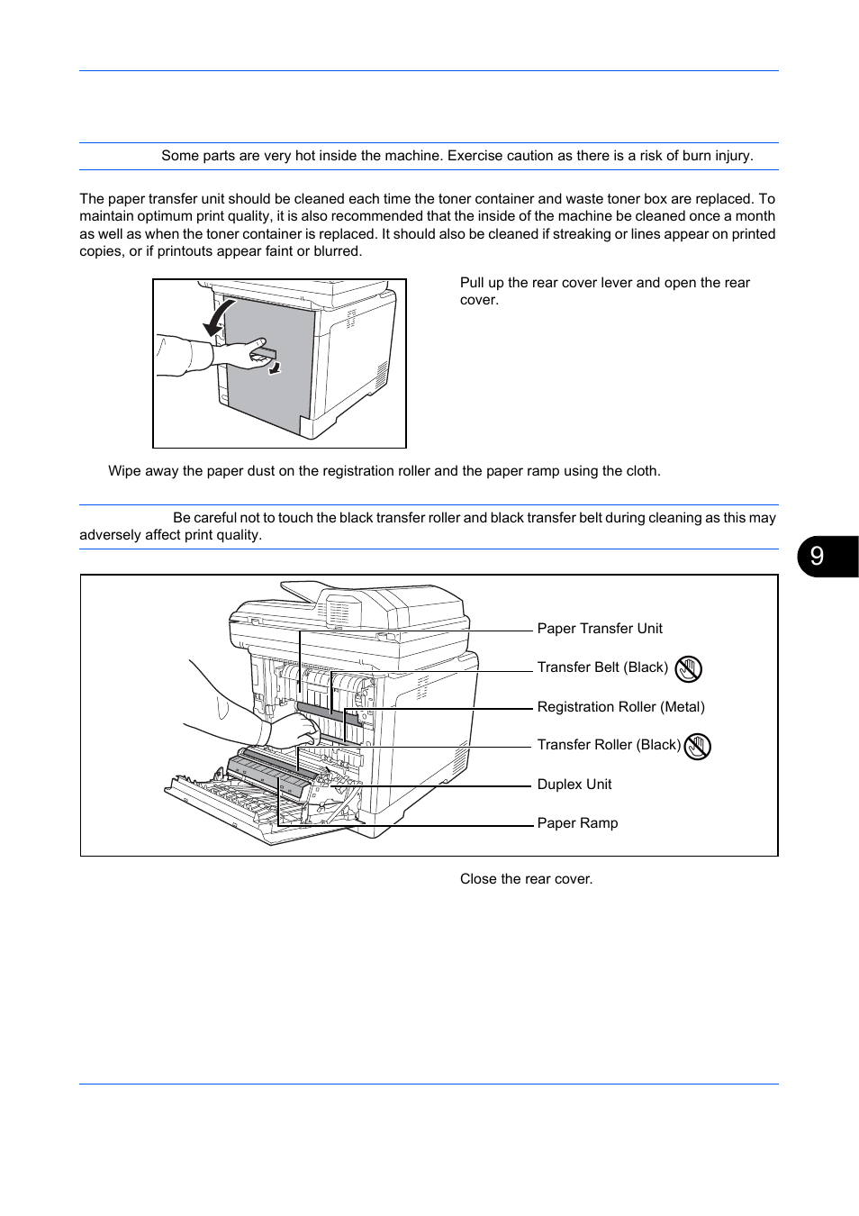 Cleaning the paper transfer unit | TA Triumph-Adler DCC 6526L User Manual | Page 422 / 526