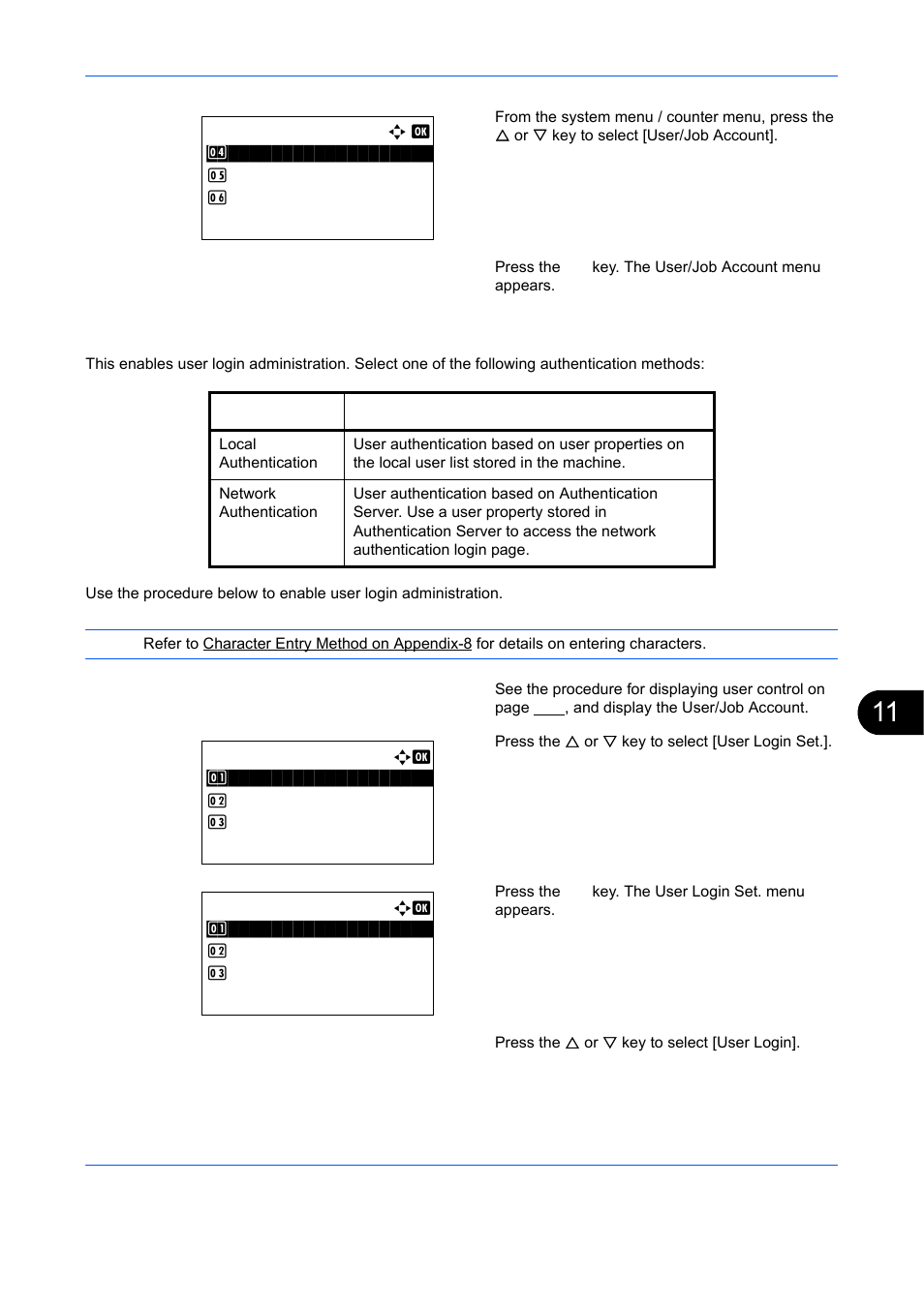 Enabling/disabling user login administration | TA Triumph-Adler DCC 6526L User Manual | Page 452 / 526