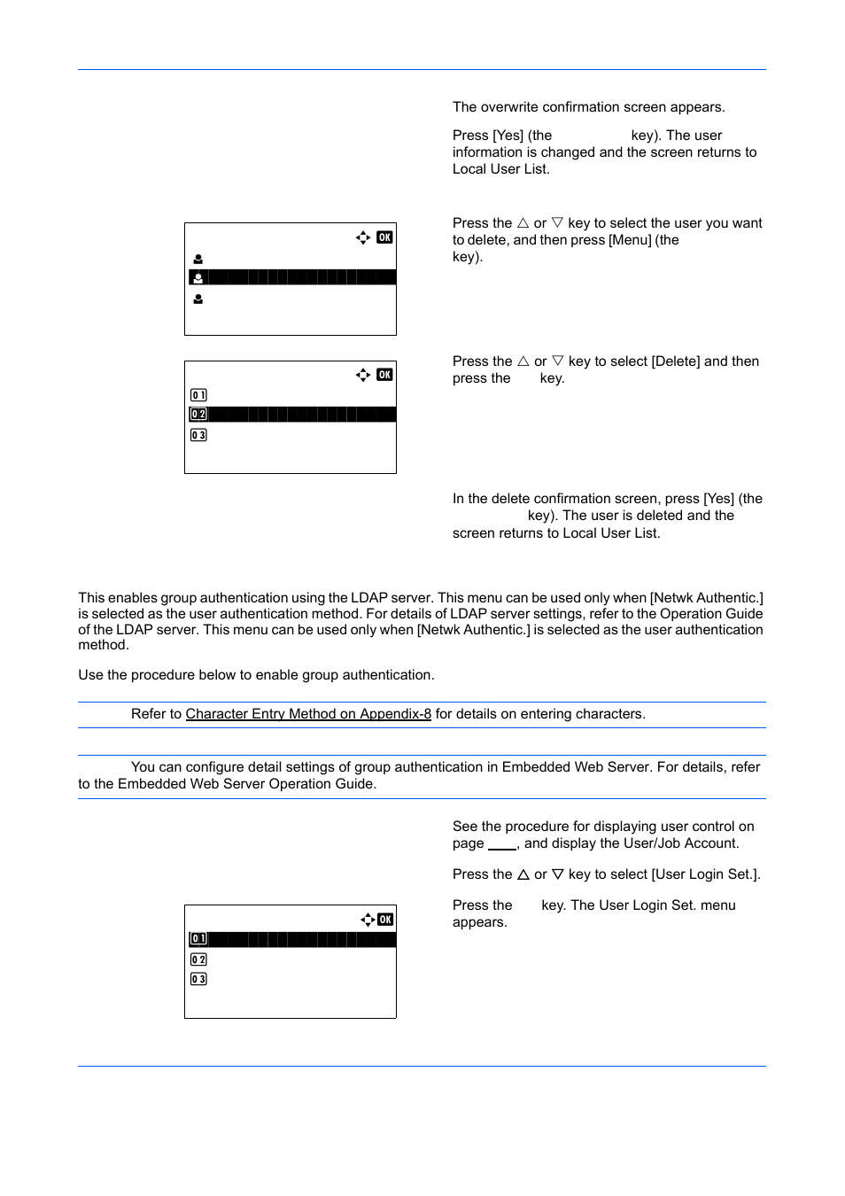 Enabling/disabling group authentication | TA Triumph-Adler DCC 6526L User Manual | Page 459 / 526