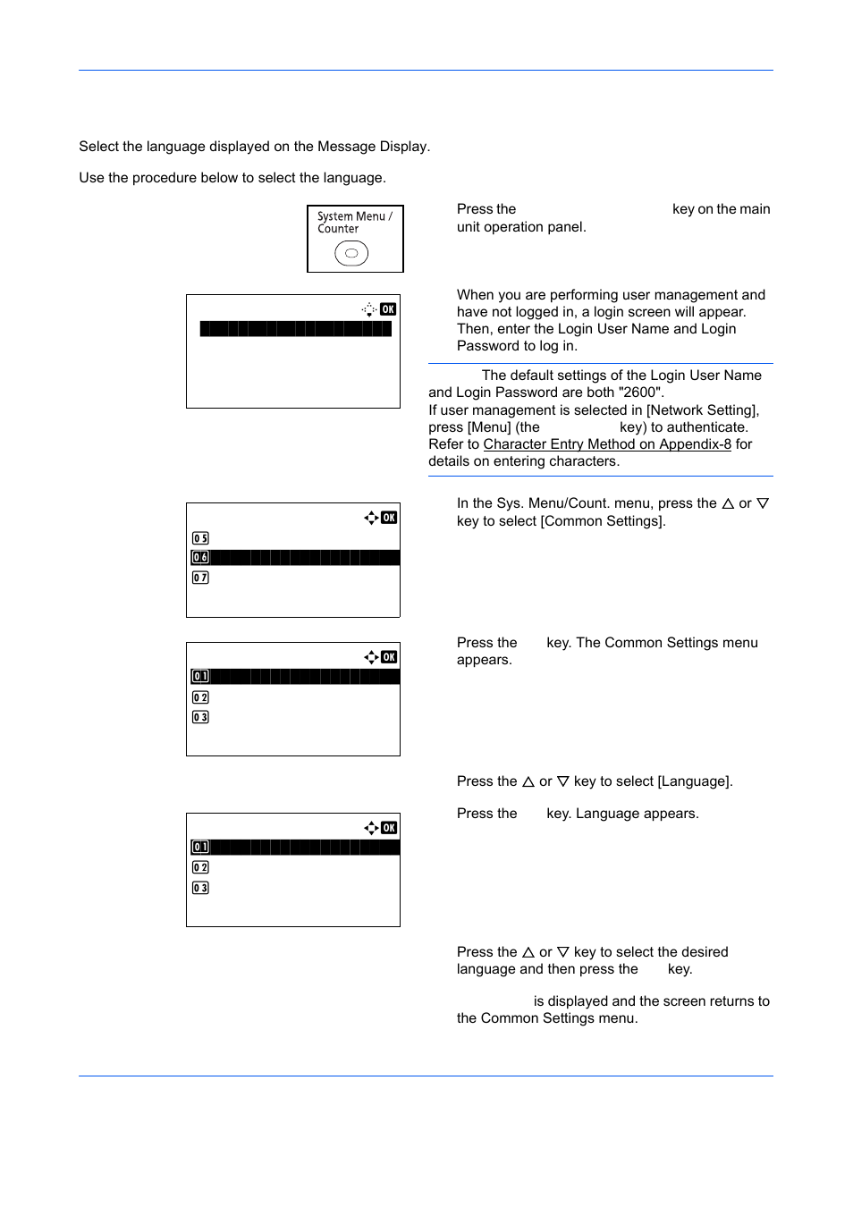 Switching the language for display [language, Switching the language for display [language] -10 | TA Triumph-Adler DCC 6526L User Manual | Page 55 / 526