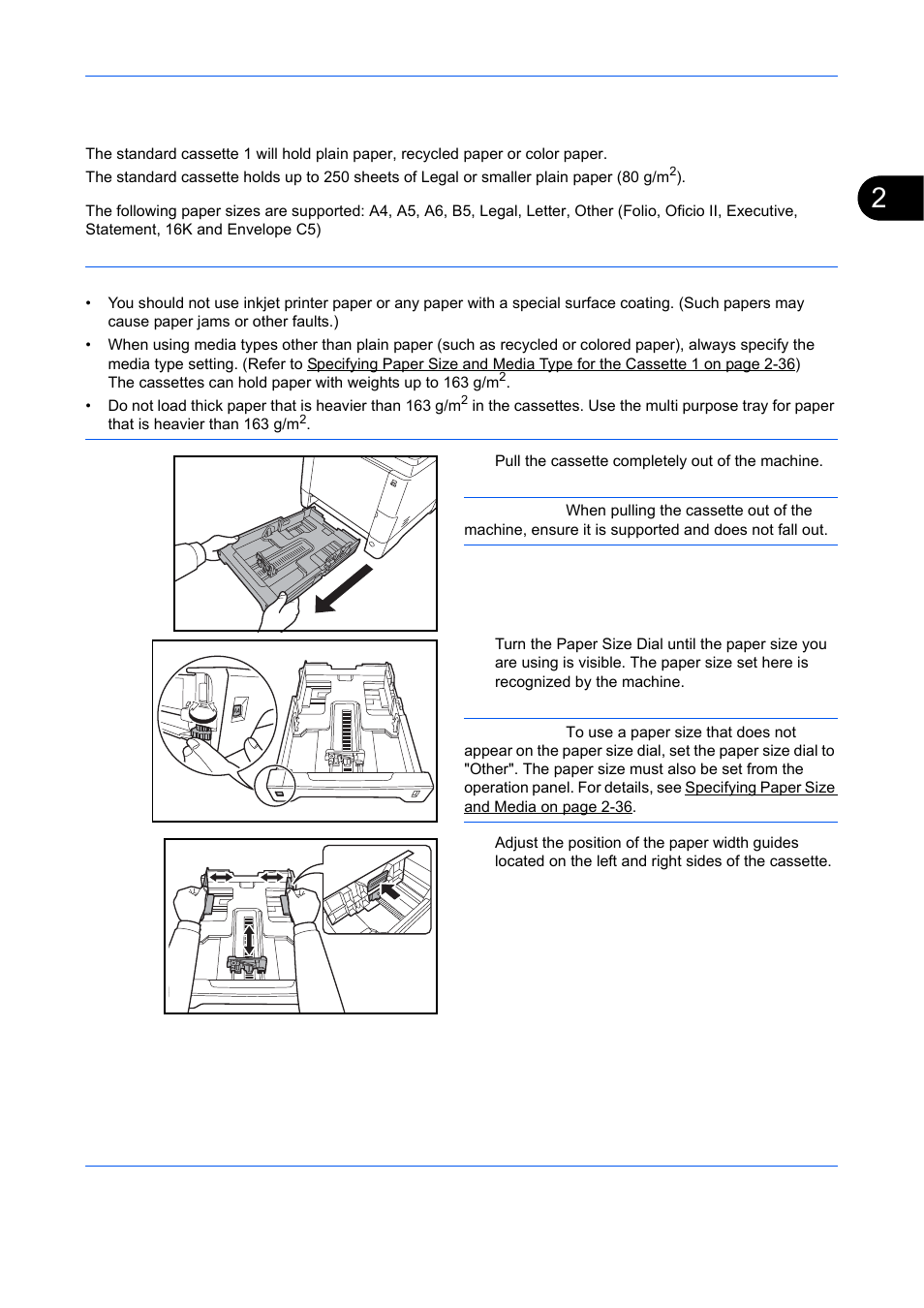 Loading paper in the cassettes | TA Triumph-Adler DCC 6526L User Manual | Page 72 / 526