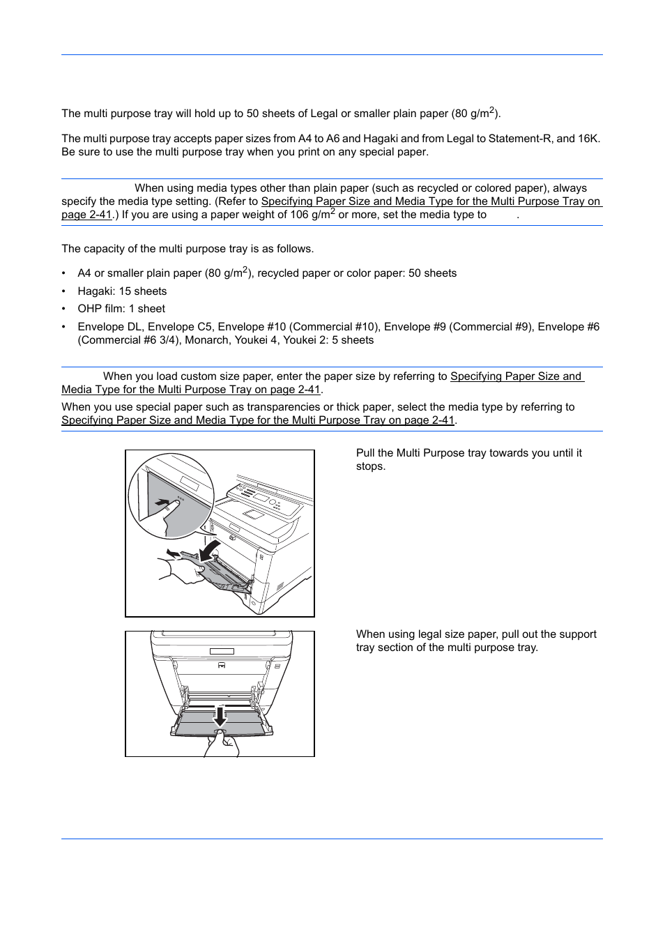 Loading paper in the multi purpose tray | TA Triumph-Adler DCC 6526L User Manual | Page 75 / 526