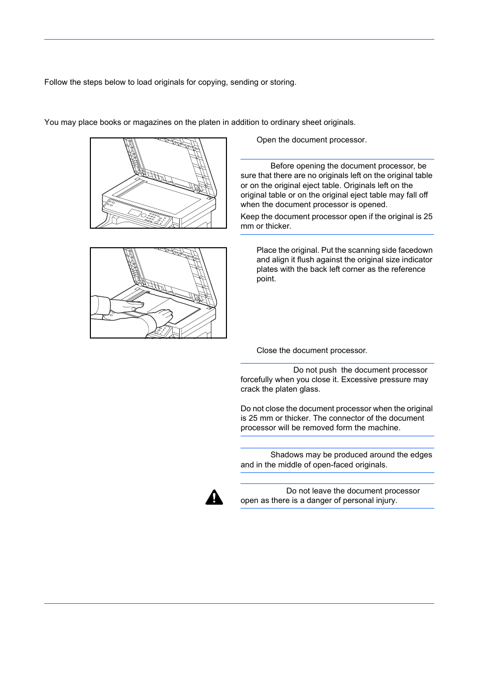 Loading originals, Placing originals on the platen, Loading originals -44 | Placing originals on, The platen | TA Triumph-Adler DCC 6526L User Manual | Page 89 / 526