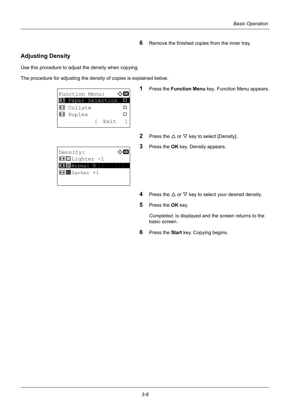 Adjusting density | TA Triumph-Adler P-3020 MFP User Manual | Page 104 / 481