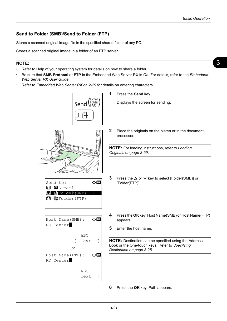 Send to folder (smb)/send to folder (ftp) | TA Triumph-Adler P-3020 MFP User Manual | Page 117 / 481