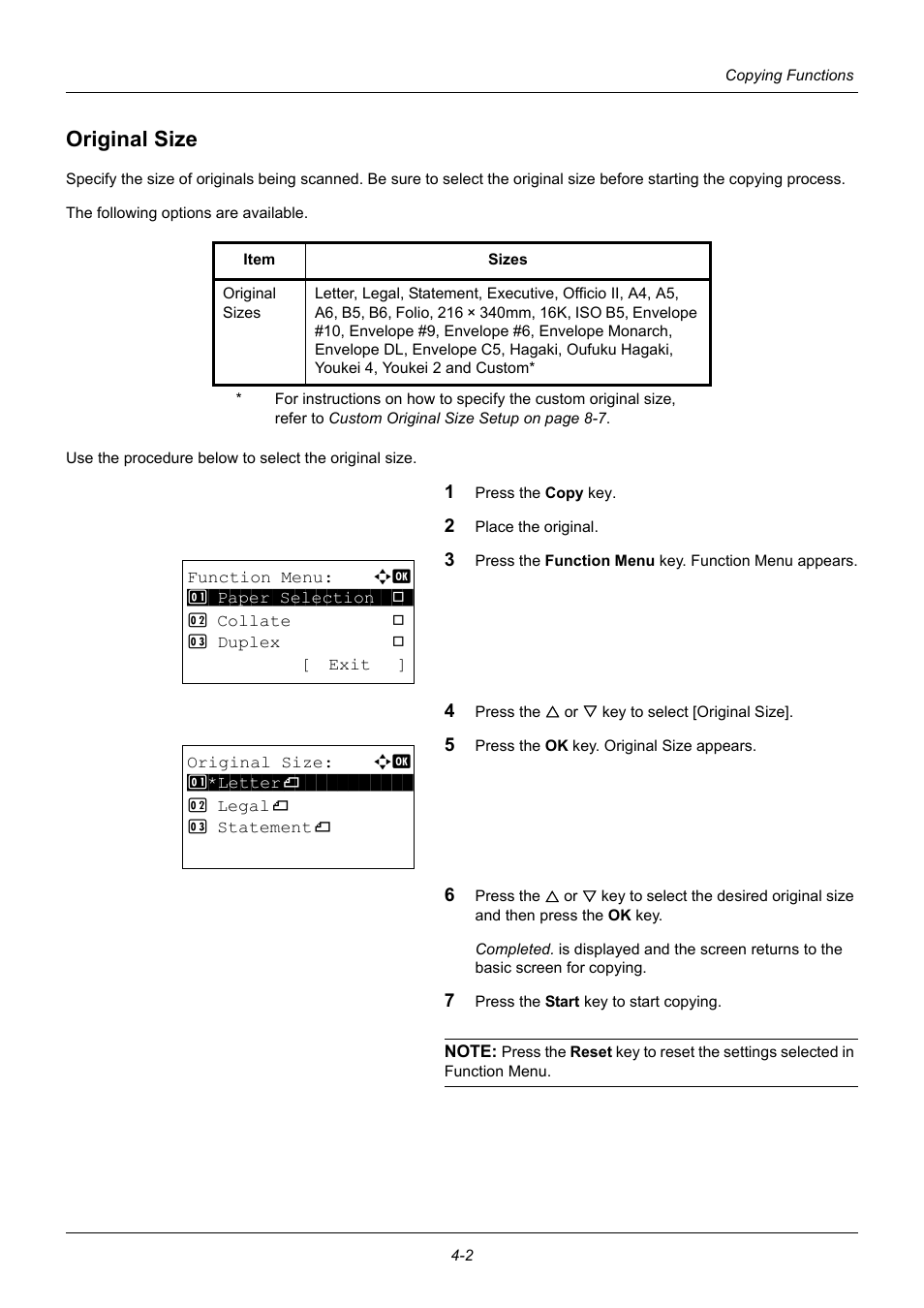 Original size, Original size -2 | TA Triumph-Adler P-3020 MFP User Manual | Page 128 / 481
