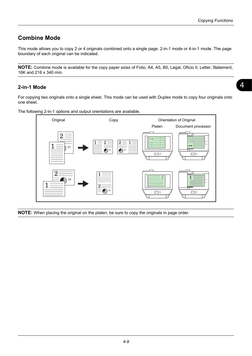 Combine mode, In-1 mode, Combine mode -9 | TA Triumph-Adler P-3020 MFP User Manual | Page 135 / 481