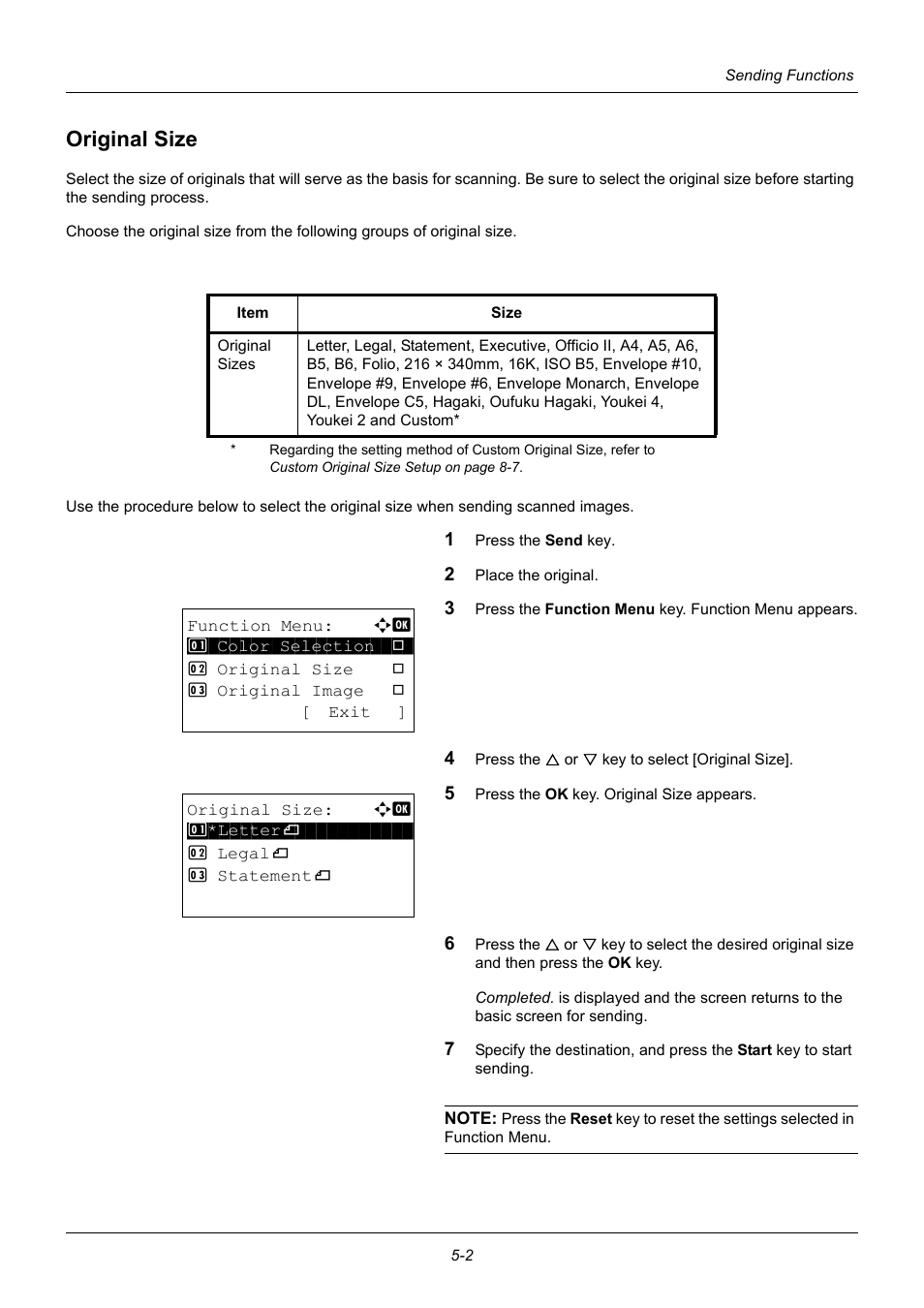 Original size, Original size -2 | TA Triumph-Adler P-3020 MFP User Manual | Page 148 / 481