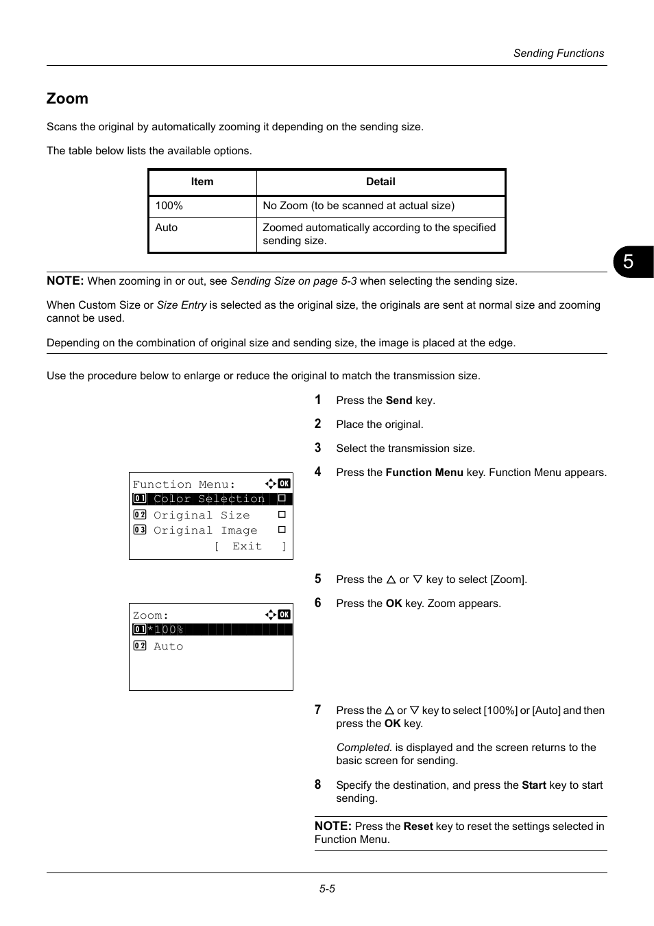 Zoom, Zoom -5 | TA Triumph-Adler P-3020 MFP User Manual | Page 151 / 481