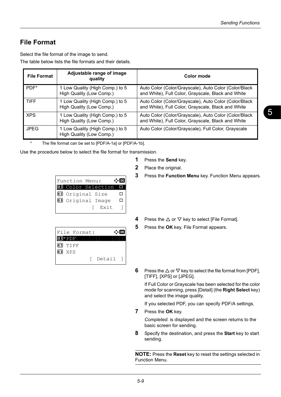 File format, File format -9 | TA Triumph-Adler P-3020 MFP User Manual | Page 155 / 481