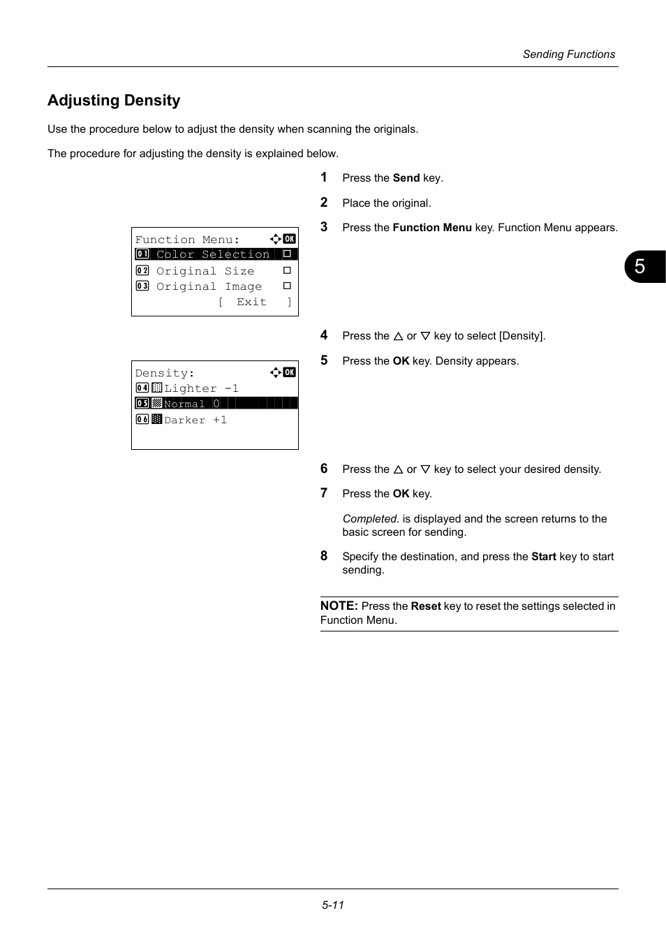 Adjusting density, Adjusting density -11 | TA Triumph-Adler P-3020 MFP User Manual | Page 157 / 481