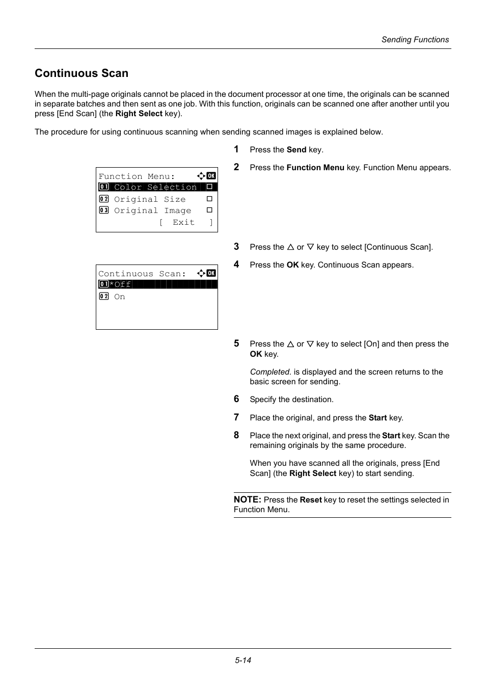 Continuous scan, Continuous scan -14 | TA Triumph-Adler P-3020 MFP User Manual | Page 160 / 481