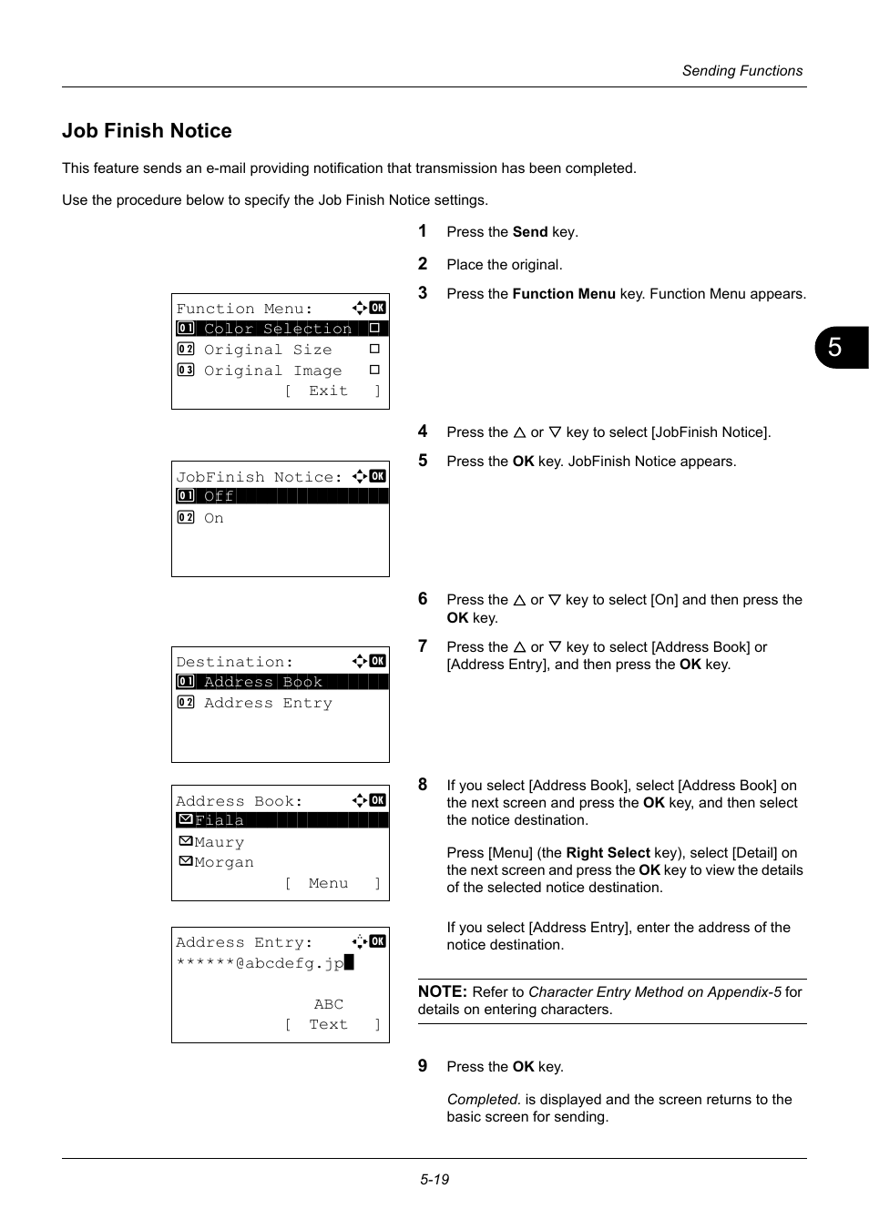 Job finish notice, Job finish notice -19 | TA Triumph-Adler P-3020 MFP User Manual | Page 165 / 481