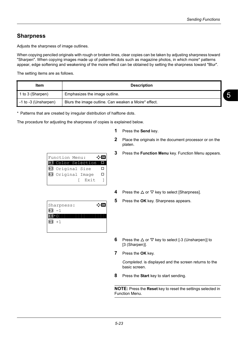 Sharpness, Sharpness -23 | TA Triumph-Adler P-3020 MFP User Manual | Page 169 / 481