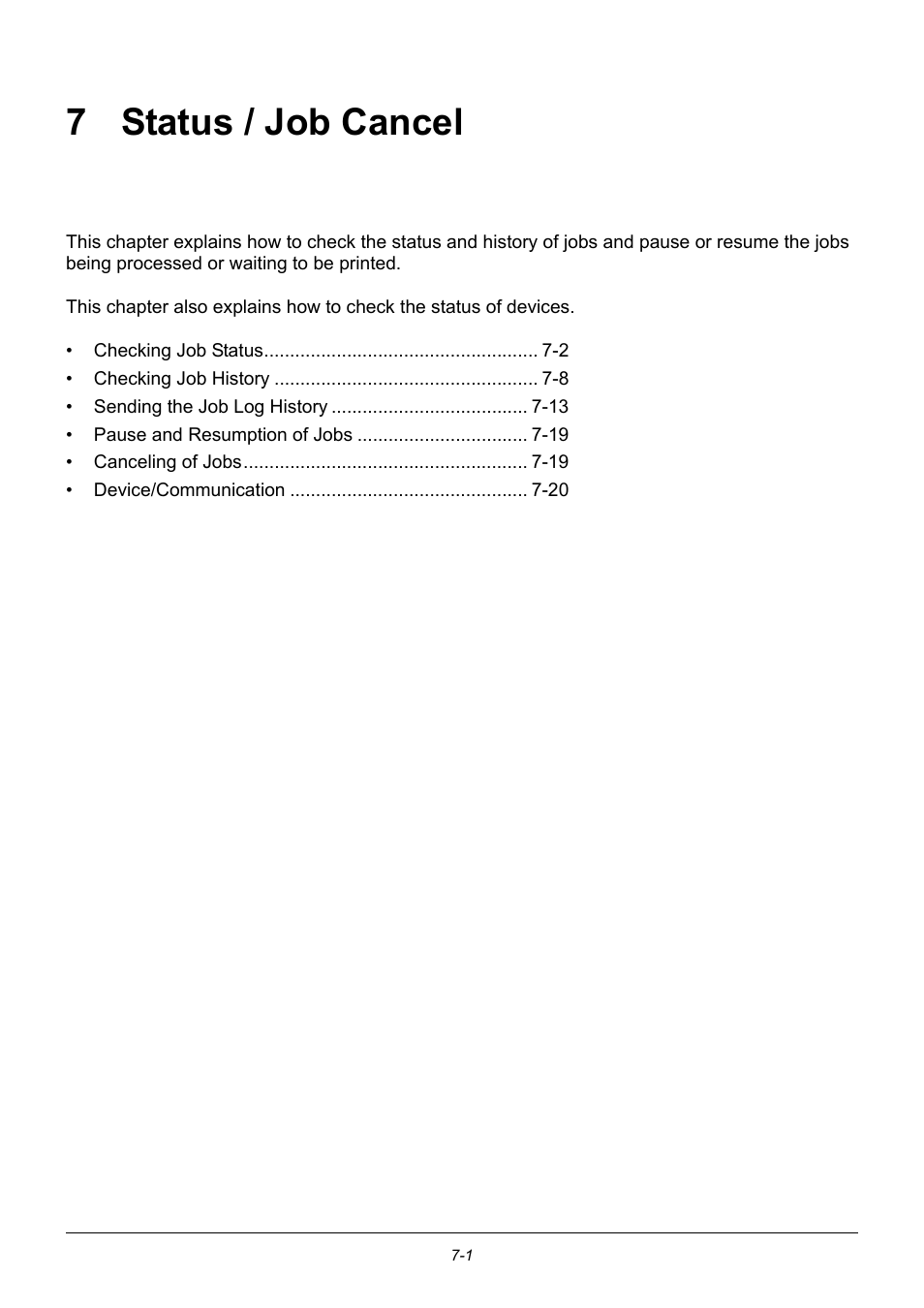 7 status / job cancel, Status / job cancel, 7 - status / job cancel | TA Triumph-Adler P-3020 MFP User Manual | Page 185 / 481